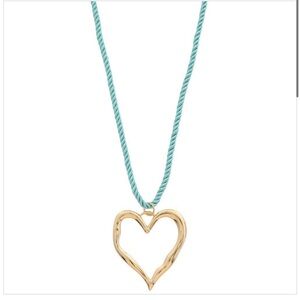 Sodajo Heart Pendant Turquoise Cord Gold Dipped Necklace
